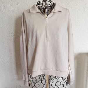 Cable & Gauge Women's Light Cream Half-Zip Sweatshirt